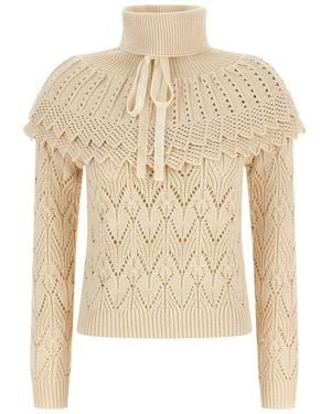 Zimmermann 'Hypnotic Ruffle Collar' Jumper - Natural