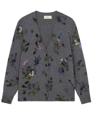 Blumarine Printed Cardigan Knit Sweater - Gray