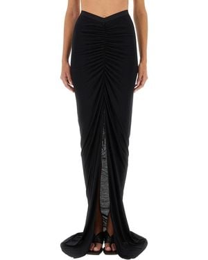 Rick Owens Long Skirt With Slit - Black