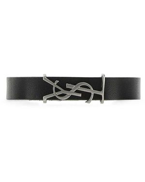 Saint Laurent Leather Opyum Bracelet - Black