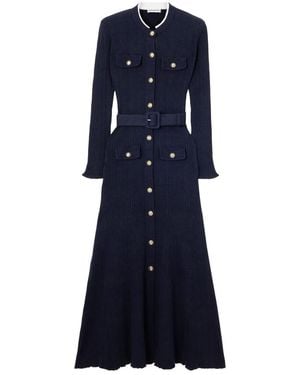 Self-Portrait Midi Dress With Belt - Blue