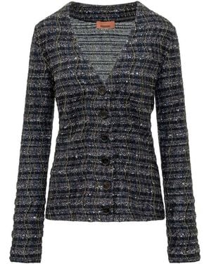 Missoni Knitted Cardigan With Lurex Trim - Black