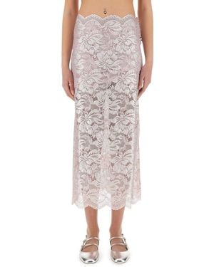 Rabanne Long Lace Skirt - Pink