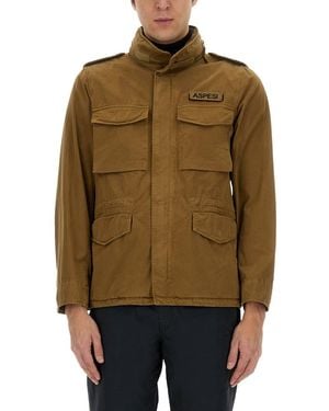 Aspesi Jacket With Logo - Natural