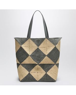 Loewe Puzzle Fold Tote Xl Natural/ Raffia Bag - Metallic