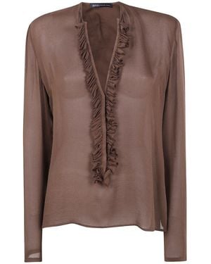 Ibrigu Silk Shirt With Ruffles Clothing - Brown