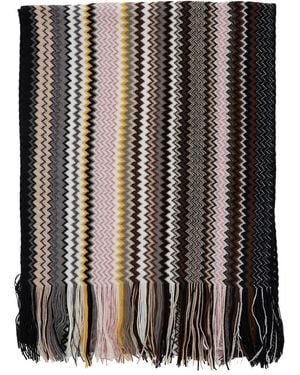 Missoni Rectangular Scarf With Chevron Motif - Black