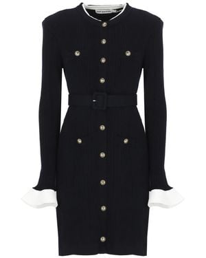 Self-Portrait Knit Mini Dress With Buttons - Black