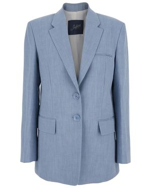 The Seafarer Light Jacket With Classic Lapels And Chest Pocket - Blue