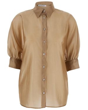 SOSUE 'Antonia' Colored Blouse With Classic Collar And Front Closure With Buttons - Natural