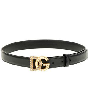 ベルト DOLCE & GABBANA Woman Belt Black BE1577AQ339 8S574 Leather belt with baroque DG logo in Black for Women
