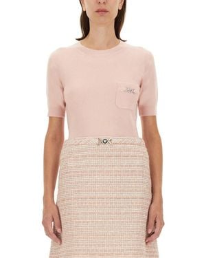 Versace Cashmere Blend Knit Top - Pink