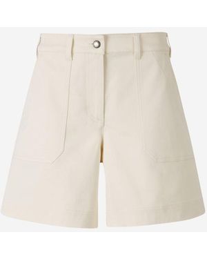 Moncler Cotton Gabardine Shorts - Natural