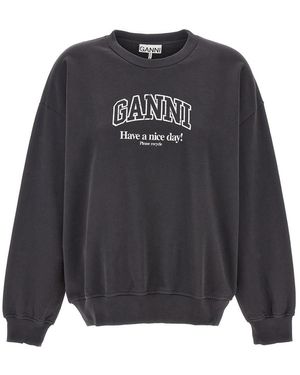 Ganni Printed Sweatshirt - Grey