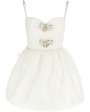 Self-Portrait Organza Bow Mini' Dress - White