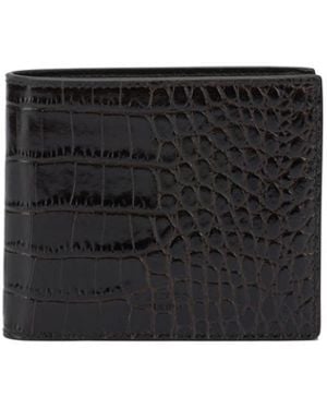 Tom Ford Crocodile Print Leather Wallet - Black