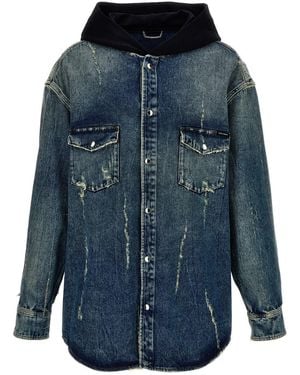 Dolce & Gabbana Denim Hooded Overshirt - Blue