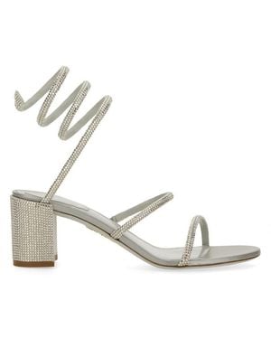 Rene Caovilla "Cleo" Sandal With Crystals - White