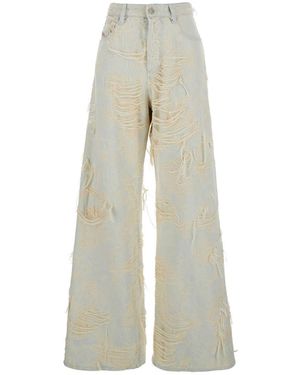 DIESEL 1996 D-Sire' Jeans With All-Over Rips - White