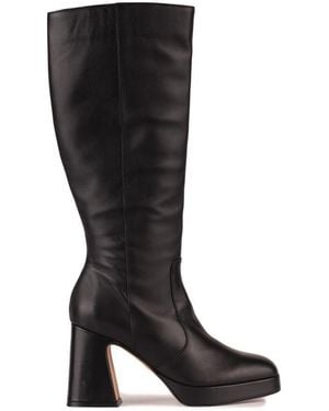 Ángel Alarcón Leather Boot With Wide Heel And Platform - Black