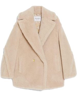Max Mara Cuba Short Teddy Bear Icon Coat - Natural