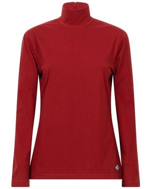 Bottega Veneta Stretch Cotton Jersey Turtleneck Top - Red