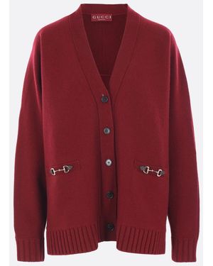 Gucci Horsebit Wool And Cashmere Cardigan - Red