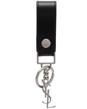 Saint Laurent Cassandre Leather Key-Holder - Black