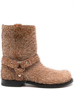 Loewe Campo Leather Biker Boots - Brown