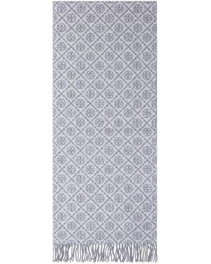 Tory Burch Scarf With Geometric Pattern - Gray