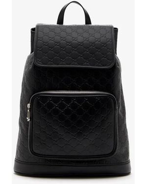 Gucci "Gg Emblem" Leather Backpack - Black