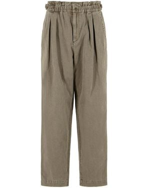 Isabel Marant 'neriah' Brown Cotton And Linen Pants - Gray