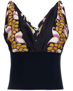 Tory Burch Printed Silk Top - Blue
