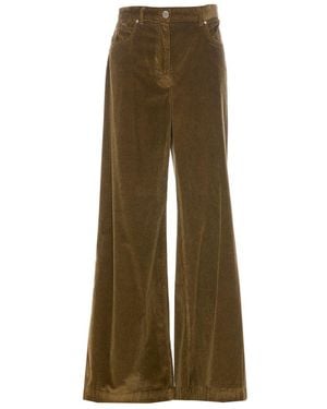 Pinko Wide-Leg Velvet Pants - Green