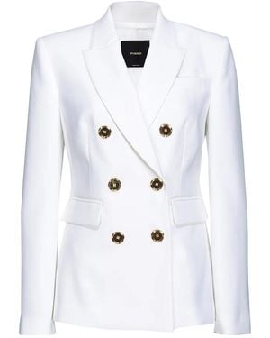 Pinko Double-Breasted Blazer With Button Accents And Tailored Fit - White