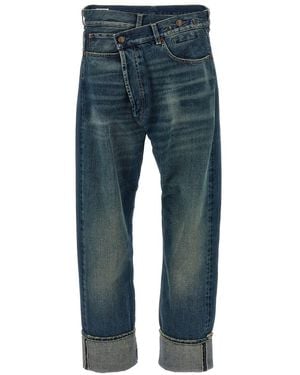 R13 'Cuffed Crossover' Jeans - Blue