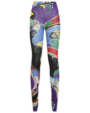 Emilio Pucci 'orchidee' Print Tights - Blue