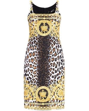 Versace Versace Barocco Printed Midi Dress - Metallic