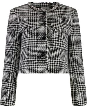 Self-Portrait Jacquard Knit Jacket - Black