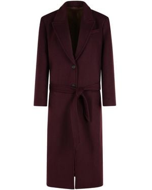 The Attico Burgundy Virgin Wool Blend Long Coat - Red
