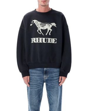 Rhude Dinero Cotton Crewneck Sweatshirt - Blue