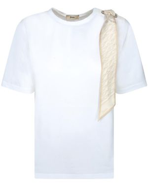 Herno T-Shirt With Silk Scarf Detail - White