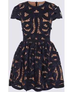 Self-Portrait Cotton Mini Dress - Blue