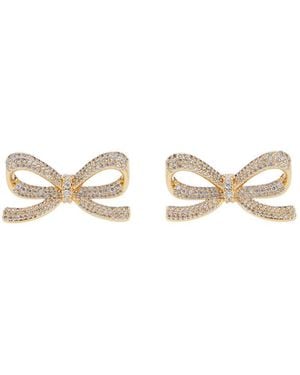 Self-Portrait Crystal Bow Earrings - Grey