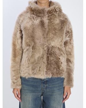 Yves Salomon Lamb Fur Jacket - Blue