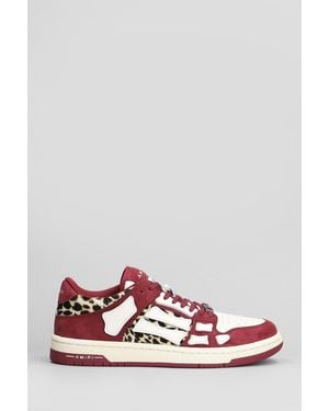 Amiri Leopard Skel Top Low Trainers - Red