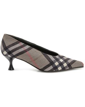 Burberry Décolleté Cameo Check With Medium Heel - Grey