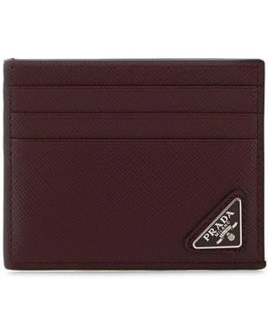Prada Saffiano Leather Card Holder - Purple