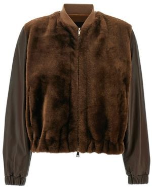 Fabiana Filippi Fur Waistcoat Bomber Jacket - Brown