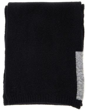 Semicouture Black Scarf With Contrasting Detail In Wool Woman